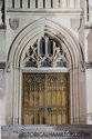 Front Wooden Cathedral Door At Night