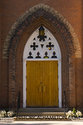 Golden Wooden Front Church Door
